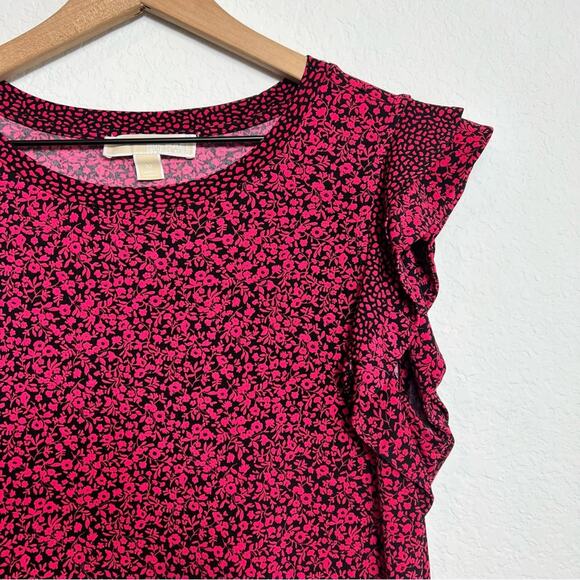 Michael Michael Kors Floral Red Pink Black Women Dress Size Medium - Picture 8 of 10